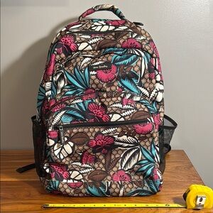 Vera Bradley Brown and Pink Backpack with Floral Design